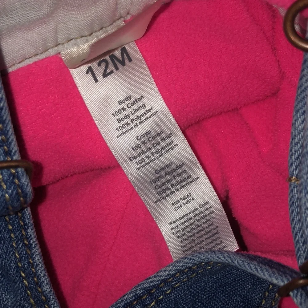 Oshkosh Girls Denim overalls 12 Month Hot Pink Girls denim fleece lined